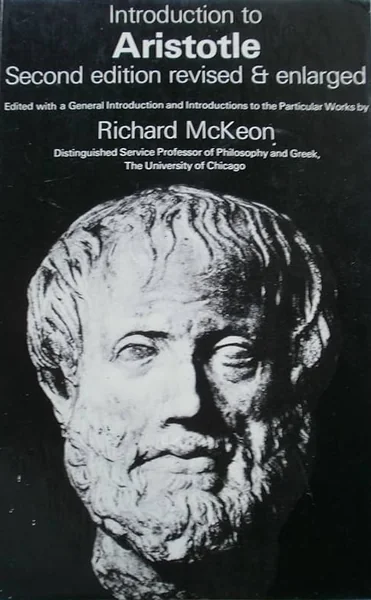 Cover of "Introduction to Aristotle," second edition. Features a stone bust of Aristotle. Edited by Richard McKeon, text in white on a black background.
