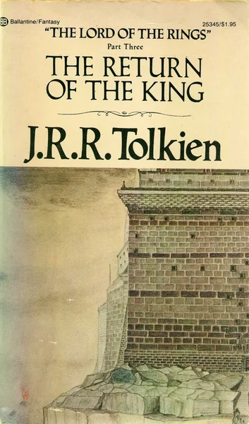 Cover of "The Return of the King" by J.R.R. Tolkien. It features a stone fortress wall and rugged terrain, suggesting a medieval fantasy theme.